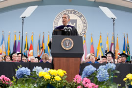 President Barack Obama delivering the Commencement Address to the University's Class of 2010